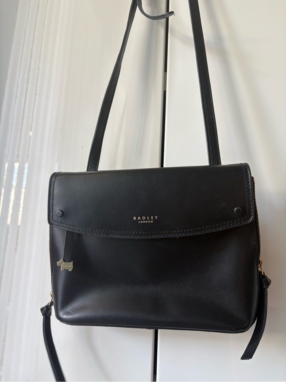 RADLEY LONDON Black Leather Flap Crossbody Bag